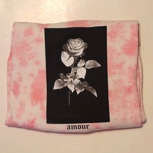Pink And White Tie-Dye Rose Amour Medium Hoodie